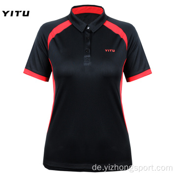 Feuchtigkeitstransportierendes Dry Fit Poloshirt aus schwarzem Polyester